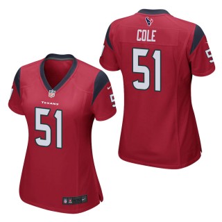 Women's Houston Texans Dylan Cole Red Game Jersey