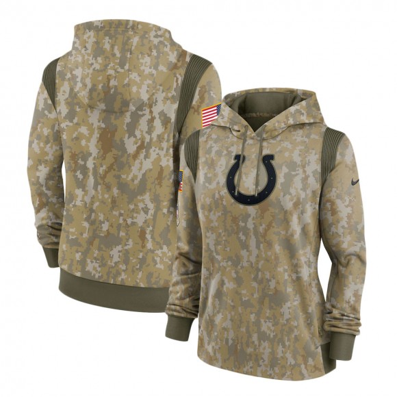 2021 Salute To Service Women's Colts Olive Therma Performance Pullover Hoodie