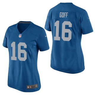 Women's Detroit Lions Jared Goff Blue Throwback Game Jersey