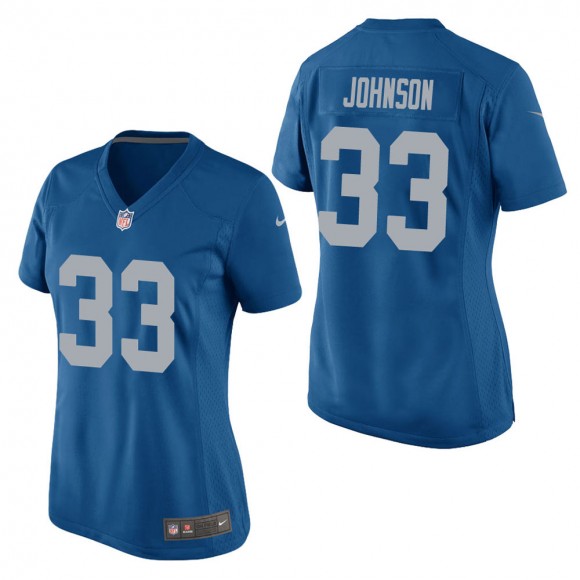 Women's Detroit Lions Kerryon Johnson Blue Throwback Game Jersey