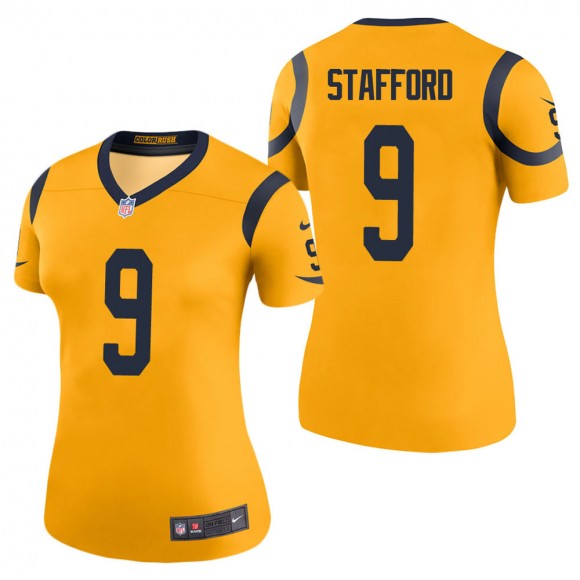 Women's Los Angeles Rams Matthew Stafford Gold Color Rush Legend Jersey