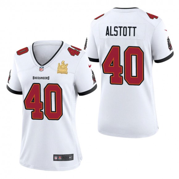 Women's Tampa Bay Buccaneers Mike Alstott White Super Bowl LV Champions Jersey