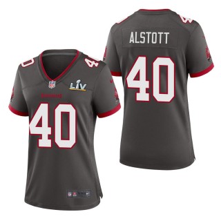 Women's Tampa Bay Buccaneers Mike Alstott Pewter Super Bowl LV Jersey