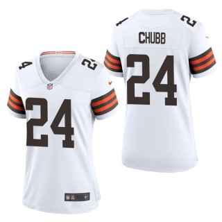Women's Cleveland Browns Nick Chubb White Game Jersey