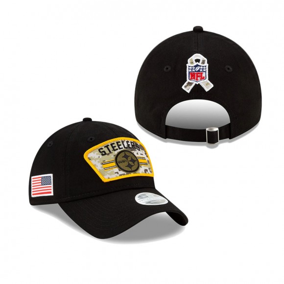 2021 Salute To Service Women's Steelers Black 9TWENTY Adjustable Hat
