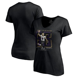 Women's Ravens Justin Tucker Black Longest Field Goal V-Neck T-Shirt