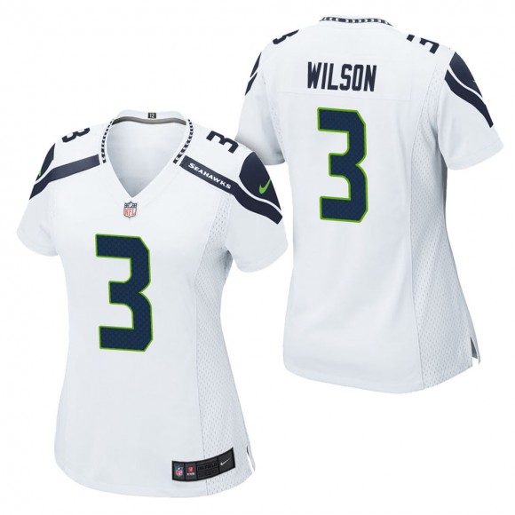 Women's Seattle Seahawks Russell Wilson White Game Jersey