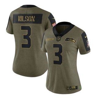 2021 Salute To Service Women's Seahawks Russell Wilson Olive Limited Player Jersey