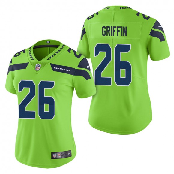 Women's Seattle Seahawks Shaquill Griffin Green Color Rush Limited Jersey