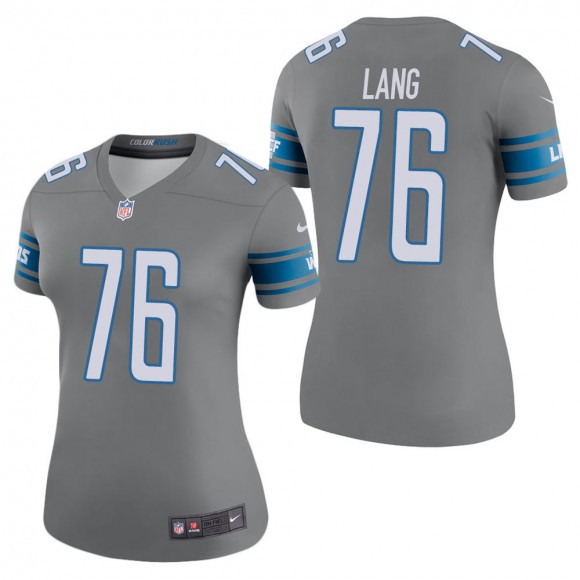 Women's Detroit Lions T.J. Lang Steel Color Rush Legend Jersey