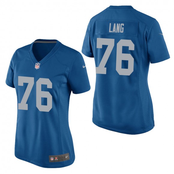 Women's Detroit Lions T.J. Lang Blue Throwback Game Jersey