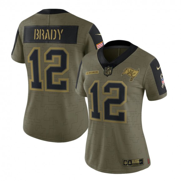 2021 Salute To Service Women's Buccaneers Tom Brady Olive Limited Player Jersey