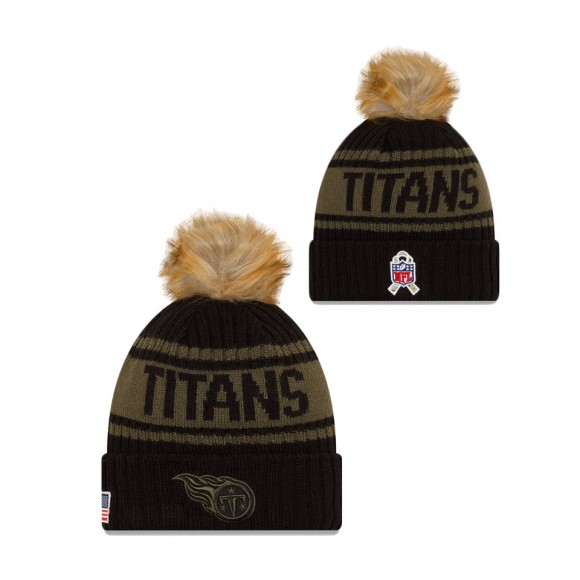 2021 Salute To Service Women's Titans Black Cuffed Knit Pom Hat