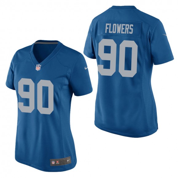 Women's Detroit Lions Trey Flowers Blue Throwback Game Jersey