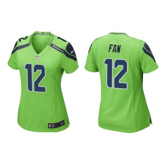 Women's Seattle Seahawks 12th Fan #12 Neon Green Alternate Game Jersey