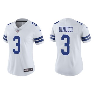 Women's Dallas Cowboys Ben DiNucci #3 White Vapor Limited Jersey