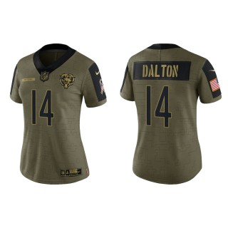 2021 Salute To Service Women Bears Andy Dalton Olive Gold Limited Jersey