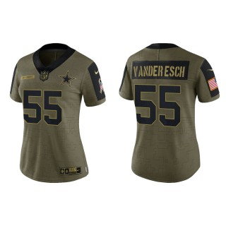 2021 Salute To Service Women Cowboys Leighton Vander Esch Olive Gold Limited Jersey