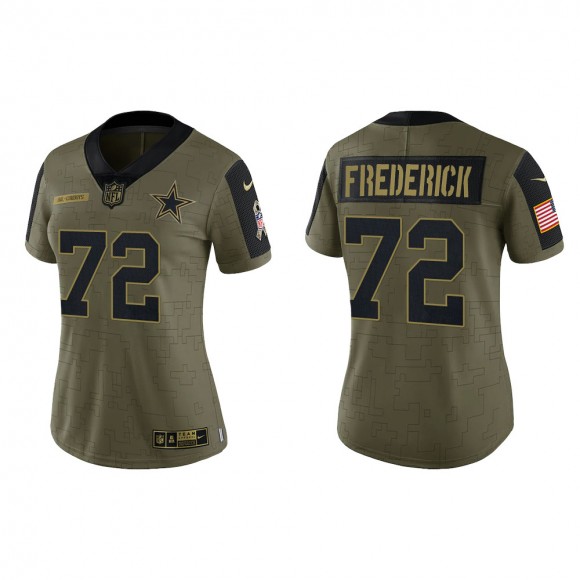 2021 Salute To Service Women Cowboys Travis Frederick Olive Gold Limited Jersey