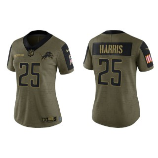 2021 Salute To Service Women Lions Will Harris Olive Gold Limited Jersey