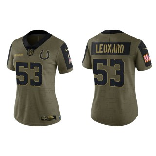 2021 Salute To Service Women Colts Darius Leonard Olive Gold Limited Jersey