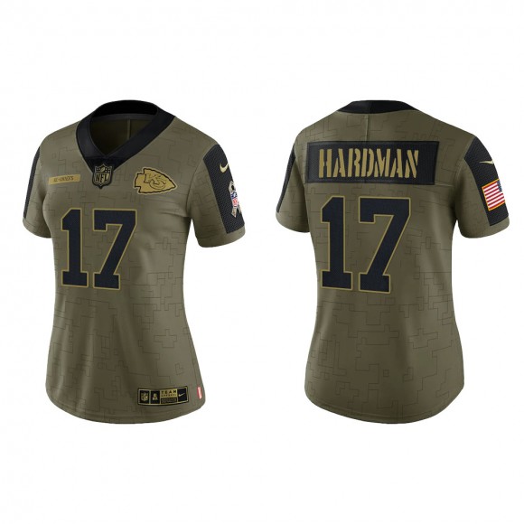 2021 Salute To Service Women Chiefs Mecole Hardman Olive Gold Limited Jersey