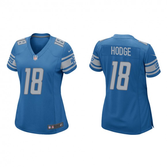 Women's Detroit Lions KhaDarel Hodge #18 Blue Game Jersey