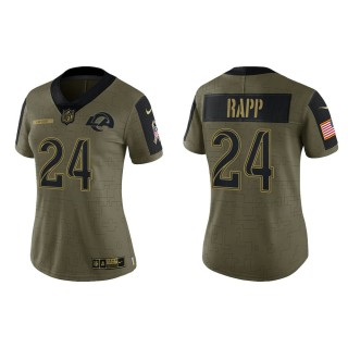2021 Salute To Service Women Rams Taylor Rapp Olive Gold Limited Jersey