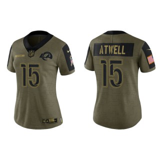 2021 Salute To Service Women Rams Tutu Atwell Olive Gold Limited Jersey