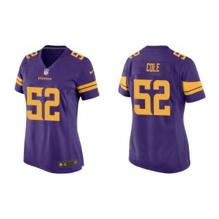 Women's Minnesota Vikings Mason Cole #52 Purple Alternate Game Jersey