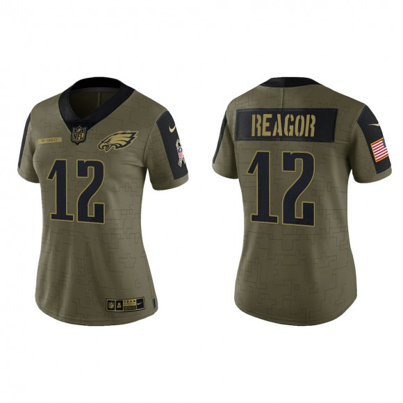 2021 Salute To Service Women Eagles Jalen Reagor Olive Gold Limited Jersey