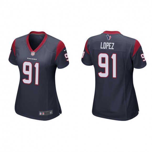 Women's Houston Texans Roy Lopez #91 Navy Game Jersey