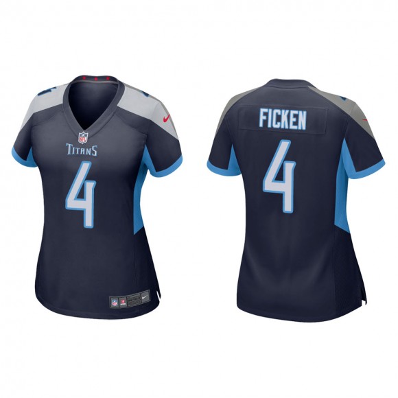 Women's Tennessee Titans Sam Ficken #4 Navy Game Jersey