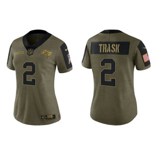 2021 Salute To Service Women Buccaneers Kyle Trask Olive Gold Limited Jersey