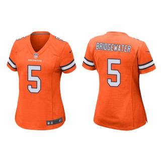 Women's Denver Broncos Teddy Bridgewater #5 Orange Alternate Game Jersey