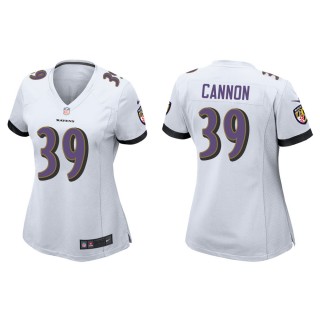 Women's Baltimore Ravens Trenton Cannon #39 White Game Jersey