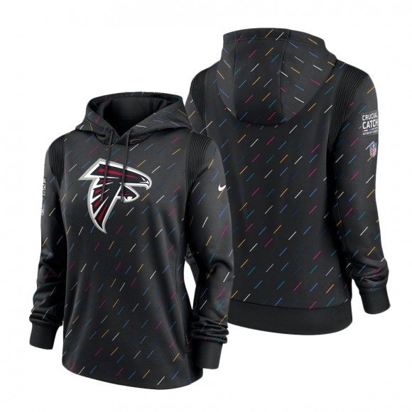 Women Falcons Anthracite 2021 NFL Crucial Catch Therma Pullover Hoodie