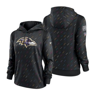 Women Ravens Anthracite 2021 NFL Crucial Catch Therma Pullover Hoodie