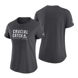 Women Browns Anthracite 2021 NFL Crucial Catch Performance T-Shirt