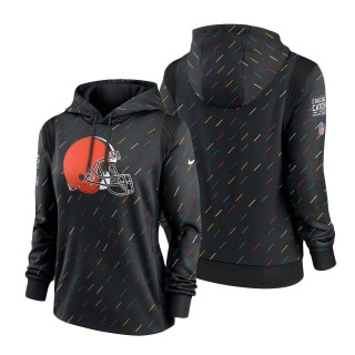 Women Browns Anthracite 2021 NFL Crucial Catch Therma Pullover Hoodie