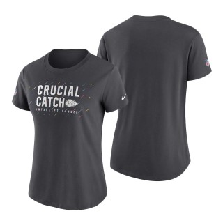 Women Chiefs Anthracite 2021 NFL Crucial Catch Performance T-Shirt