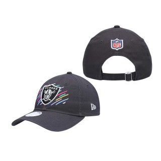 Women Raiders Charcoal 2021 NFL Crucial Catch 9TWENTY Adjustable Hat