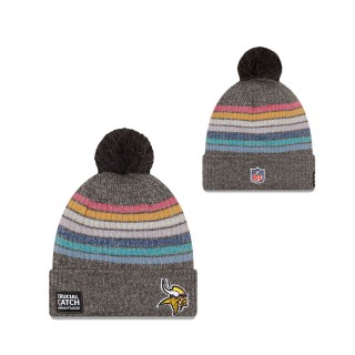Women Vikings Charcoal 2021 NFL Crucial Catch Pom Knit Hat
