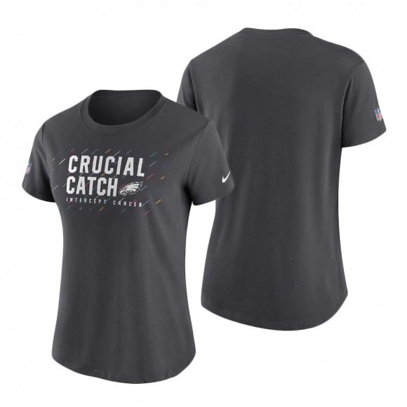 Women Eagles Anthracite 2021 NFL Crucial Catch Performance T-Shirt