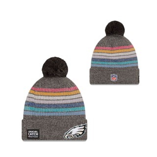 Women Eagles Charcoal 2021 Crucial Catch Pom Knit Hat