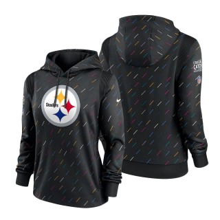 Women Steelers Anthracite 2021 NFL Crucial Catch Therma Pullover Hoodie
