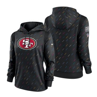 Women 49ers Anthracite 2021 NFL Crucial Catch Therma Pullover Hoodie