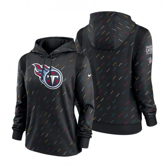 Women Titans Anthracite 2021 NFL Crucial Catch Therma Pullover Hoodie