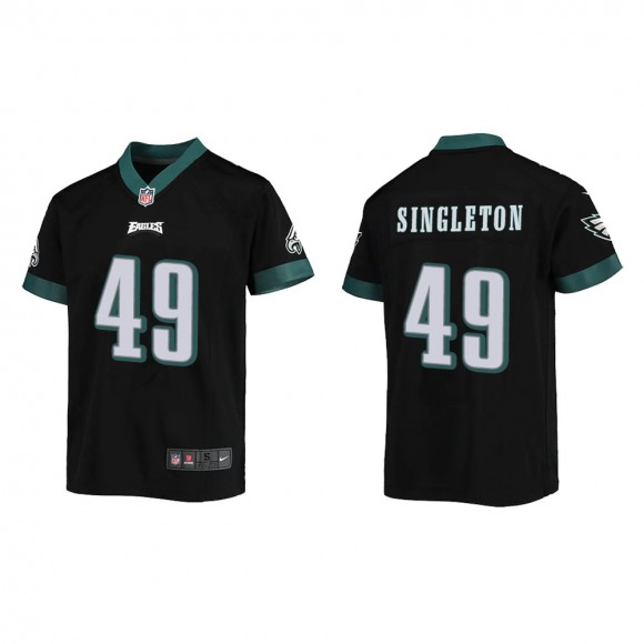 Youth Philadelphia Eagles Alex Singleton #49 Black Game Jersey