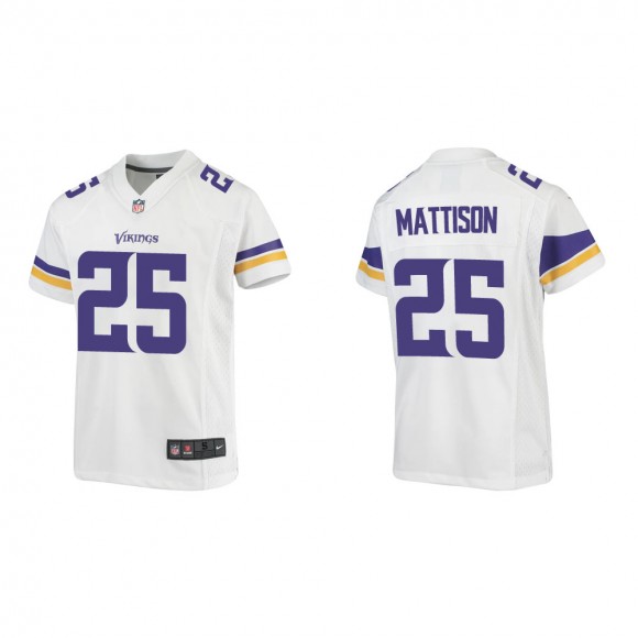 Youth Minnesota Vikings Alexander Mattison #25 White Game Jersey